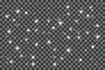 Collection of sparkling light effects shining glitter particles for festive decoration isolated on transparent background EPS vector