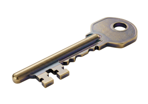 Silver key with serrated edge transparent background cutout png - Powered by Adobe