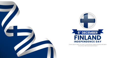 Finland independence day banner background 6 december design element with waving ribbon flag