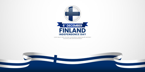 Finland independence day banner background 6 december design element with waving ribbon flag