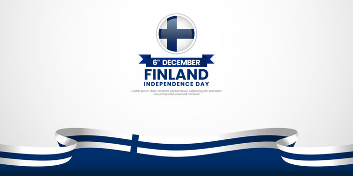 Finland independence day banner background 6 december design element with waving ribbon flag