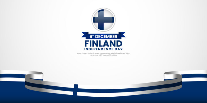 Finland independence day banner background 6 december design element with waving ribbon flag