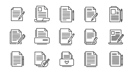 Document Icons Set: A comprehensive collection of meticulously crafted document icons, providing a versatile visual toolkit.