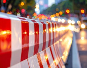 road barrier reflective pattern red white night street safety texture closeup urban light modern design