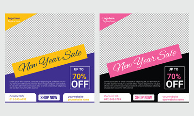 New year sale social media post template 