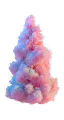 Abstract cloud-like form, vibrant pink and soft pastel tones