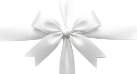 Elegant White Satin Gift Ribbon Bow isolated PNG with Transparent Background