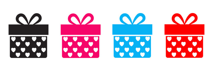 Set of minimalist gift box icons with transparent background, depicting wrapped presents for celebrations, marketing, and holiday promotions, vector illustration