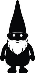 Christmas gnome silhouette Black silhouette of a gnome with a pointed hat beard
