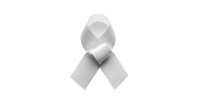 White awareness ribbon symbol for support, purity, and disease recognition campaigns isolated PNG with Transparent Background