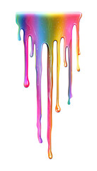 Dripping, colorful paint forming gooey streaks on black backdrop