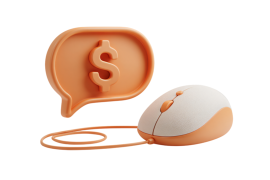 Online earnings with computer mouse on transparent background - Powered by Adobe