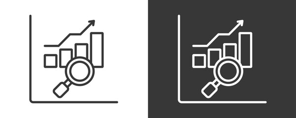 Analysing Icon Set Vector Collection Isolated In Black And White