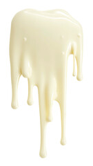 Dripping white sauce, glossy and thick, over a dark background