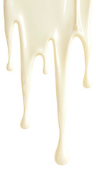 Creamy white fluid dripping down against a pure black background