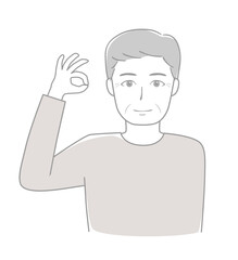 オッケーサインをするシニア男性