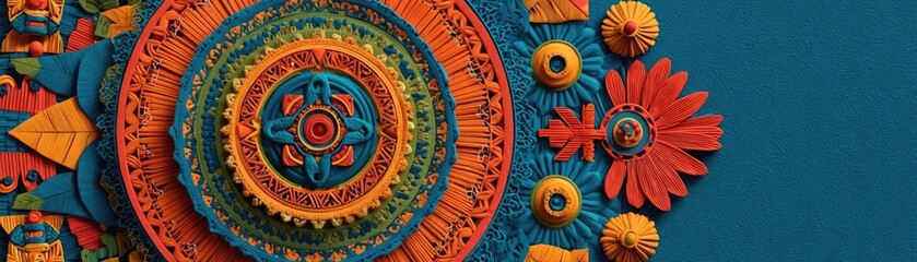 Obraz premium American heritage month with Indigenous Peoples' Day concept. Vibrant, intricate decor showcasing rich cultural heritage and art.