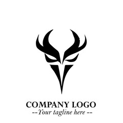 Head of Vampire Logo Symbol in Black on the White Background with Gothic Horror Vector Design