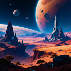 Beautiful bright cosmic landscape as a background.