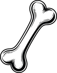 Obraz premium Stylized Black and White Illustration of a Dog Bone dog treat animal