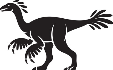 Fototapeta premium Black silhouette of a prehistoric feathered dinosaur with sharp claws