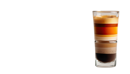 Layered coffee drink in a shot glass