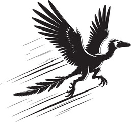 Dynamic velociraptor in flight with motion blur effect