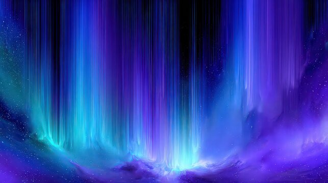 Abstract Sonic Waveform with Vertical Lines of Varying Intensity in Blue and Purple