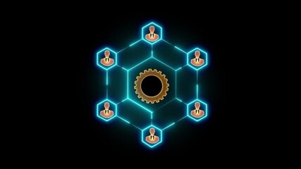 Digital network connecting people globally Icon of People World Wide Connected Social Network Business Relations concept, connections between stakeholders glowing 4k video animation - Powered by Adobe