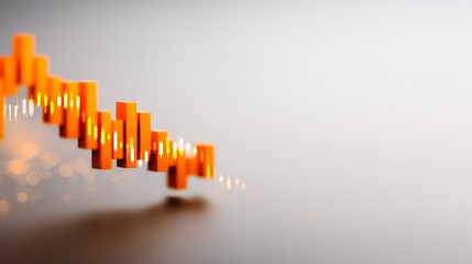 Q4 Financial Performance Overview, Abstract financial data visualization with orange bars and blurred background.