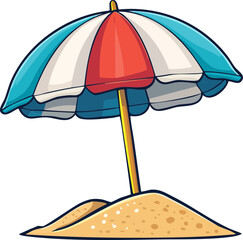 Illustration of Beach Umbrella on Sand