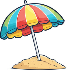 Illustration of Beach Umbrella on Sand