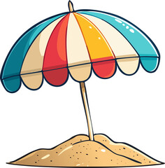 Illustration of Beach Umbrella on Sand