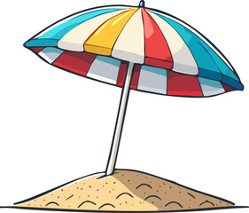 Illustration of Beach Umbrella on Sand
