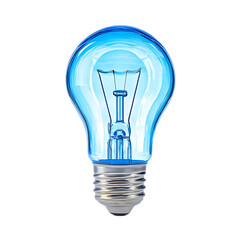 Blue light bulb isolated on transparent background, a symbol of innovation