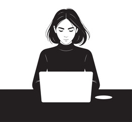 Busy latin hispanic young business woman working on laptop computer sitting at office desk. Indian entrepreneur manager businesswoman using pc for communication, learning at workplace