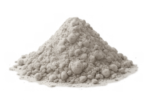 White powder pile forming a mound, baking ingredient and cooking staple with transparent background