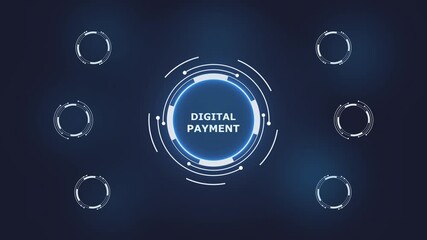 Futuristic holographic Digital Payment text background. Advanced HUD circle platform for Business, Technology, Goal, Digital innovation. - Powered by Adobe