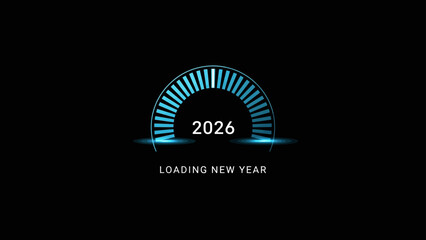 Loading New Year 2026 Digital Gauge Progress Bar Celebrating Future Tech Progress