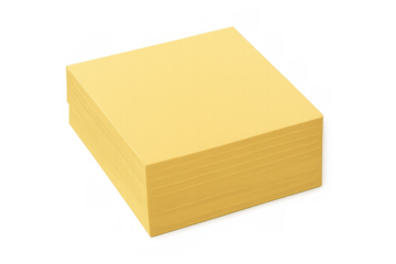 Stack of yellow sticky notes creating a reminder or memo block for office workstation planning