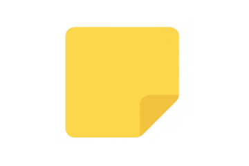 Yellow blank sticky note with a curled corner, ready for writing important reminders, messages, or creative ideas