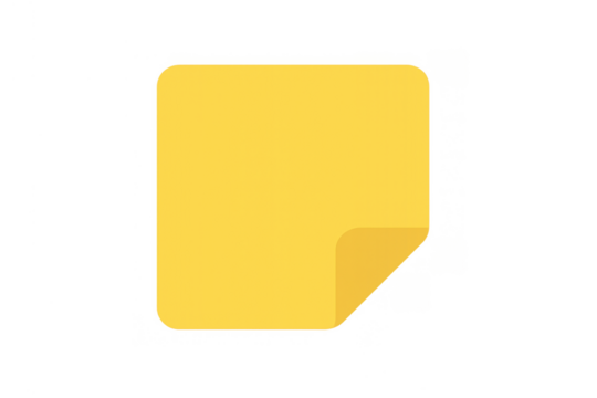 Yellow blank sticky note with a curled corner, ready for writing important reminders, messages, or creative ideas