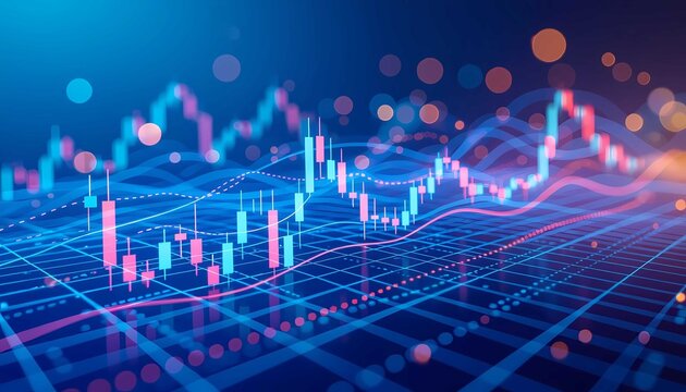 Digital stock market trading chart shows financial technology data