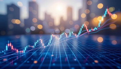 Modern digital chart showing global finance market growth and investment