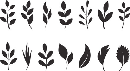 Dark botanical elements leaf plant vector