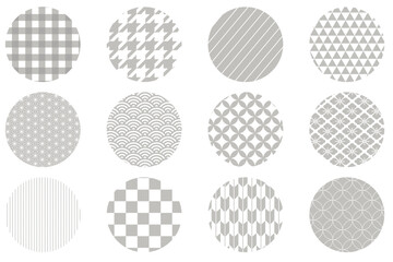 日本の伝統文様のイラストセット　和柄　Japanese traditional pattern