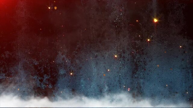 Particles flying in wind on fire with smoke background video