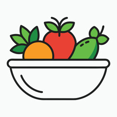 vector illustration of a bowl of fruit