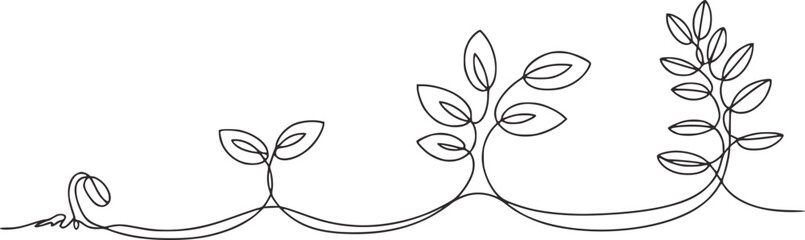 Plant growth stages line art seedling sprout © Mehedy