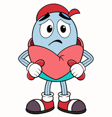 Cartoon Weak Heart Character Vector Illustration